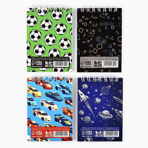 Цена за 4 шт. Блокнот А7, 32 л., на гребне в клетку, мелованная обложка Самый лучший МИКС - Artfox фото 3