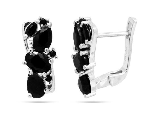 Серьги из серебра сапфир корунд, шпинель, Лиана