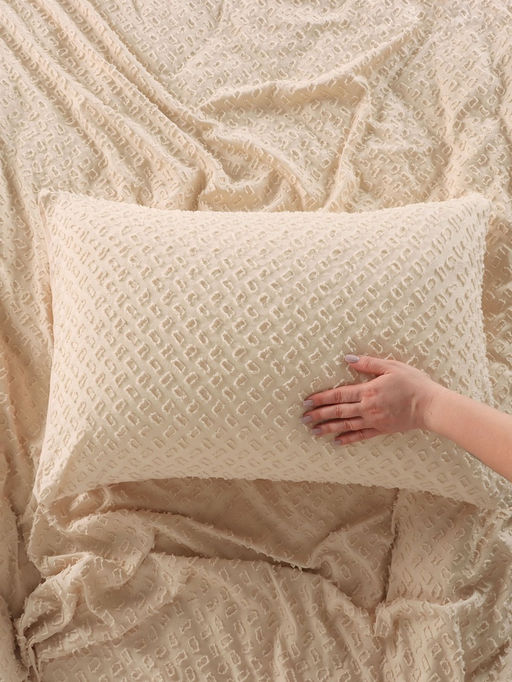 Постельное бельё LoveLife Tufting дуэт Квадрат 143*215см-2шт,230*240см,50*70см-2шт, цвет бежевый, 110 г/м  фото 3