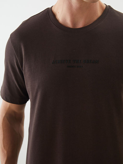 Bisiklet Yaka Bask?l? Erkek Ti??rt