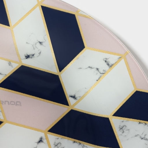 Тарелка стеклянная десертная Доляна Розовый мрамор, d=20 см  фото 13