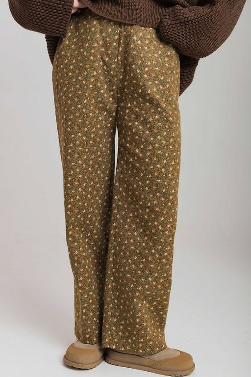 Брюки свободного кроя М325264кз коричневый/зеленый - Елена фото 7