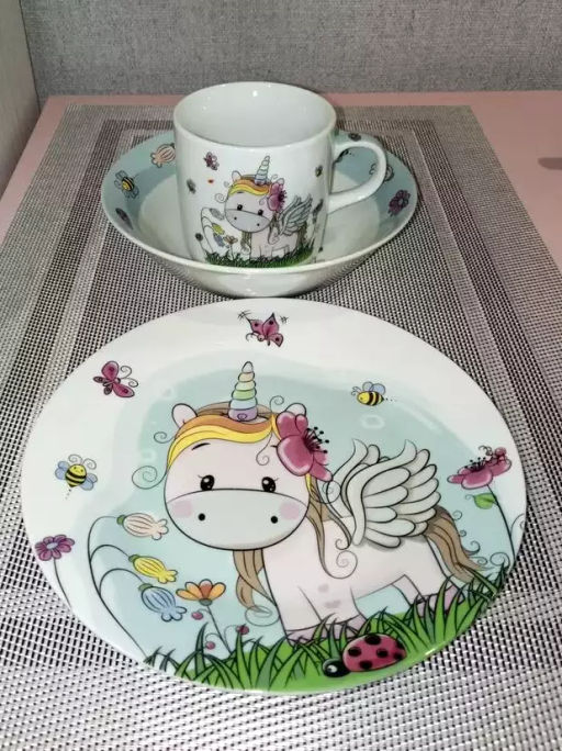 Набор Единорог тарелка 18см, салатник 15см, кружка 230мл C518 (292090) /DANIKS/ фото 14