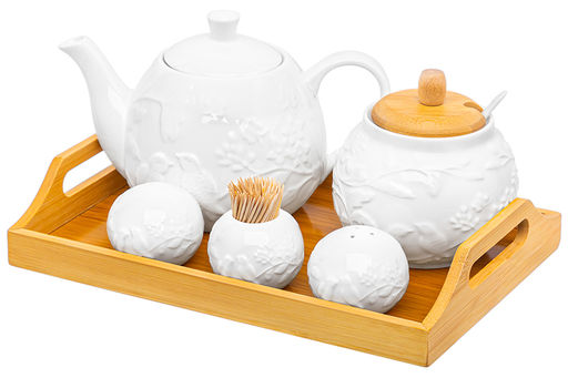 Набор-чайник+сахарница+вазочка под зубочистки+набор для спец.2 прПтички на ветке  на дер.под.с руч - Elan gallery фото 9