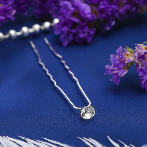 Цена за 12 шт. Шпилька для волос «Мини», кристалл, серебро