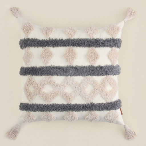 Наволочка декоративная с кисточками SL Home, 45×45 см, серая, бежевая