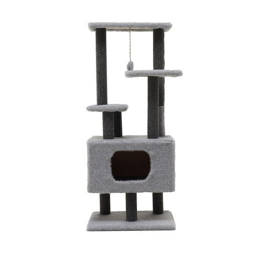 Комплекс для кошек с когтеточкой Каскад, ковролин, 53 х 50 х 124 см, серый - Пижон фото 2