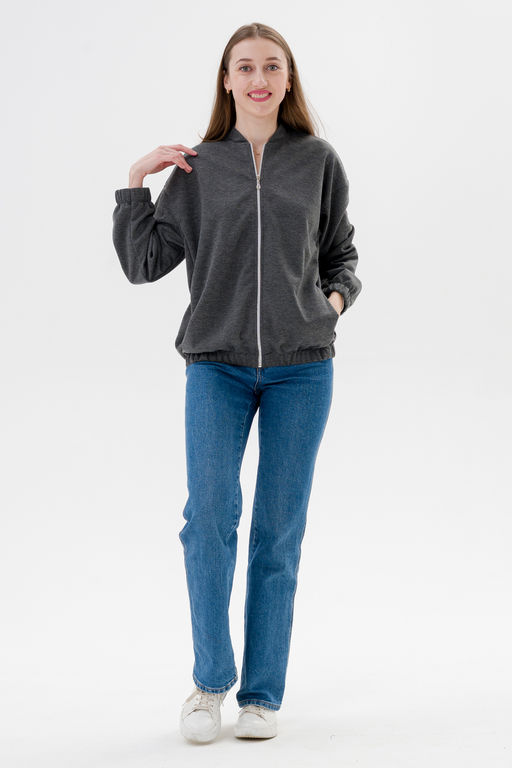 Бомбер из коттон фита антрацит макси - Амадэль фото 3