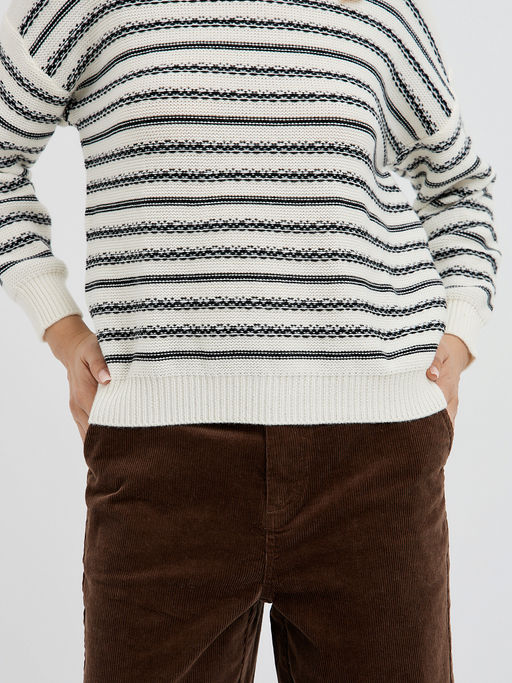 женский джемпер в молочном цвете в черную полоску - Glenfield фото 6