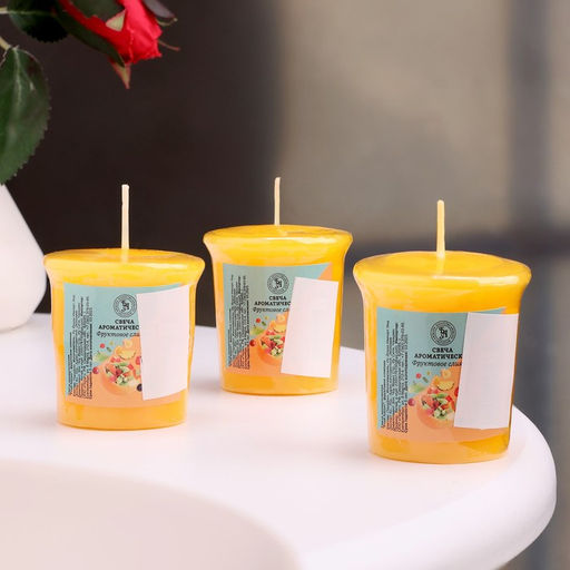 Набор свечей ароматических Fruit fusion, фруктовое слияние, 3 шт., 5×4.5 см
