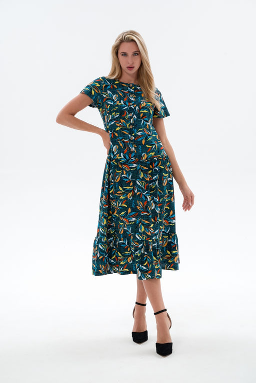 Платье женское из кулирки Кармелита веточка бирюза - Амадэль фото 5