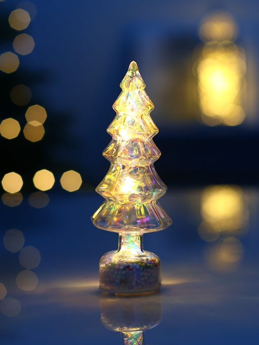 Цена за 2 шт. Фигура светодиодная «Ёлочка блестящая», 4 LED, 14.5×5.5 см, от батареек AG13×3, свечение тёплое белое