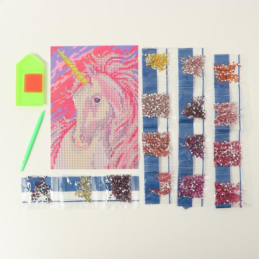 Алмазная мозаика с частичным заполнением на холсте Единорог, 15?21 см
