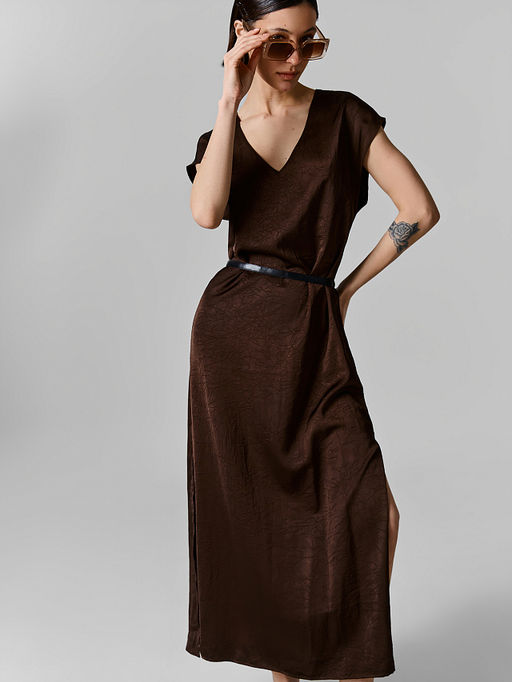 Платье макси женское коричневое - Mark formelle фото 4
