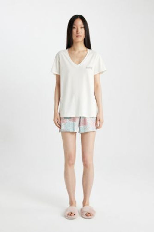 Fall in Love Regular Fit K?sa Kollu Sortlu Pijama Tak?m?