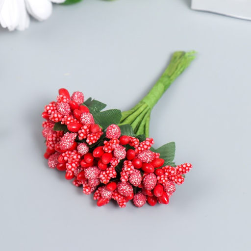 Цена за 12 шт. Цветы для декорирования "Соцветие" красный 1 букет=12 цветов 8,5 см