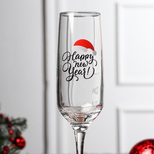 Бокал для шампанского новогодний Хэппи Нью, 200 мл
