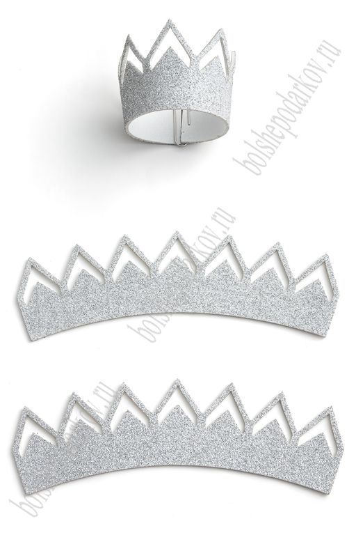 Лазерная вырубка из фоамирана "Корона №6" 15 см (10 шт) серебро