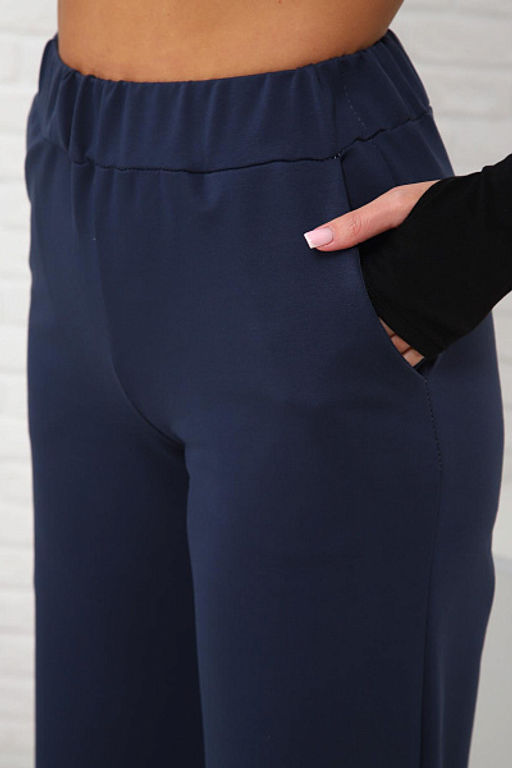 Брюки с карманами футер с лайкрой (01038, темно-синий) - Плиона фото 16