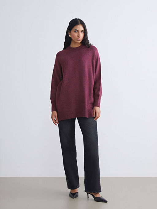 Bisiklet Yaka Oversize Kad?n Triko Tunik