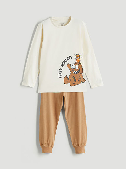 Bask?l? Erkek ?ocuk Pijama Tak?m