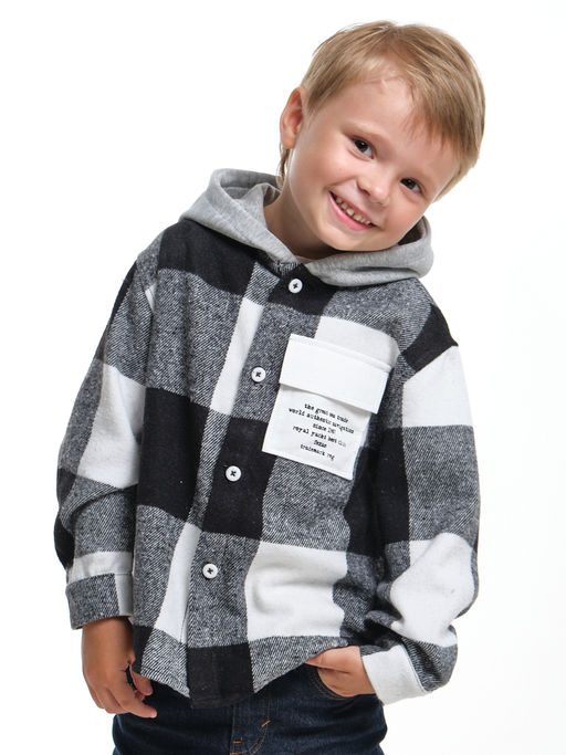 Рубашка с капюшоном комфорт и стиль UD 7988 клетка черная - Mini maxi фото 4