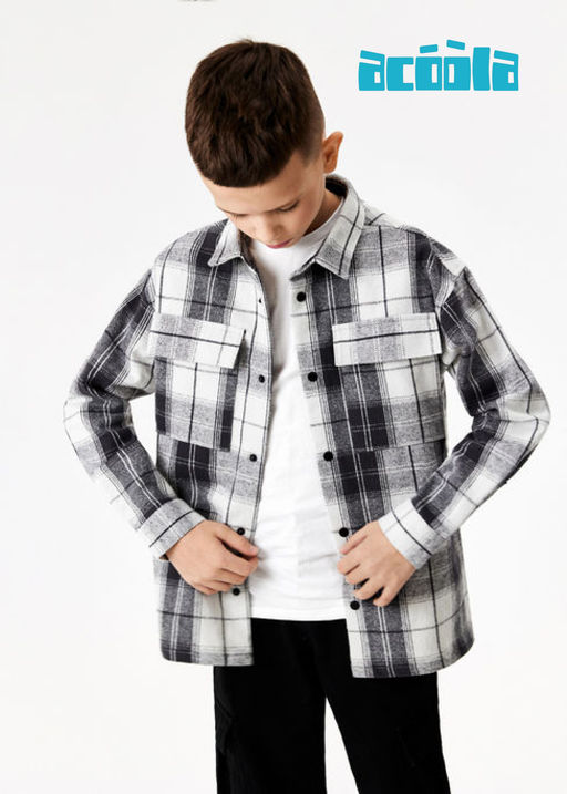 ACOOLA / Сорочка верхняя детская для мальчиков Simum серая клетка