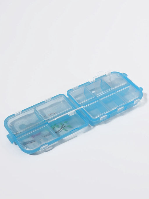 Цена за 2 шт. Таблетница, 9.5×6×3 см, 10 секций, голубая