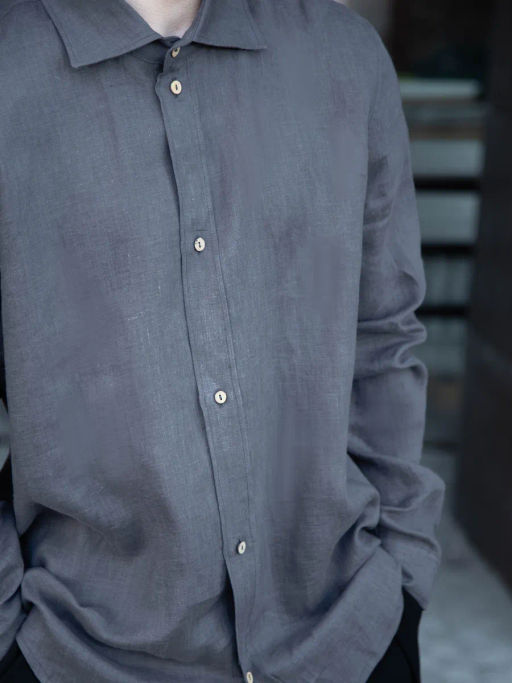 Рубашка мужская Лен Графит - Modamica фото 8