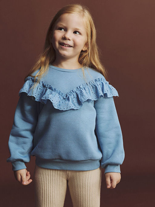 Bisiklet Yaka F?rf?rl? K?z ?ocuk Sweatshirt