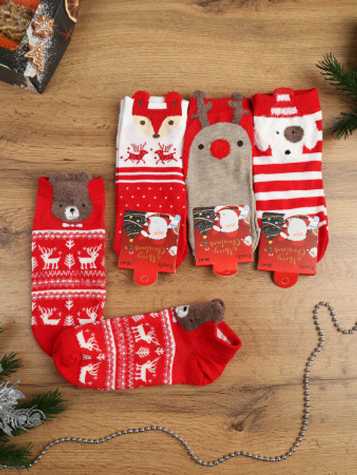 Носки р. 35-40 Новый год короткие / L819 / уп 10/1200/ ОДНА ПАРА/ МАРКА - Галеонтрейд фото 2