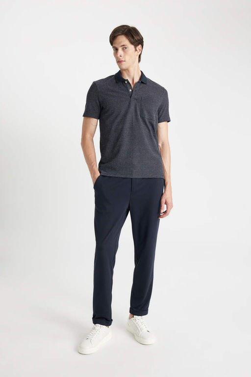 Slim Fit Dar Kesim Basic Duz K?sa Kollu Polo Tisort - Defacto фото 5