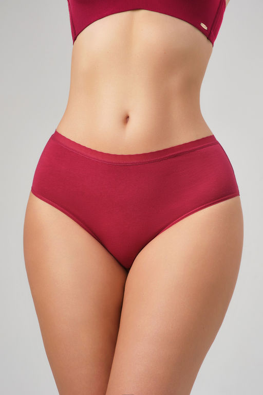 Набор трусов OIRO 0117 женские хлопковые изумруд/синий/бордовый 3 шт