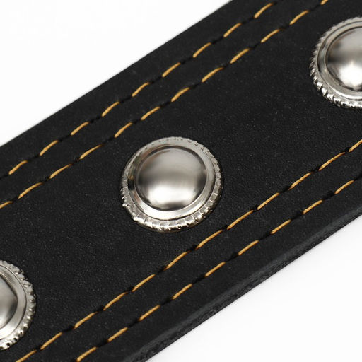 Ошейник кожаный двухслойный украшенный, 85 х 4.5 см, ОШ 50-70 см, чёрный - Пижон фото 7