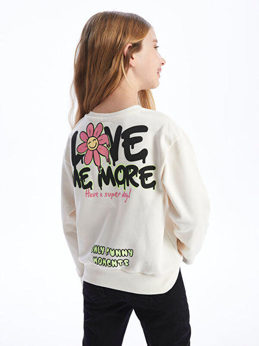 Bisiklet Yaka Uzun Kollu K?z ?ocuk Sweatshirt