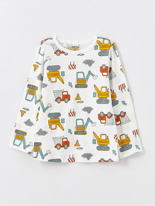 Bisiklet Yaka Uzun Kollu Bask?l? Erkek Bebek Pijama ?st