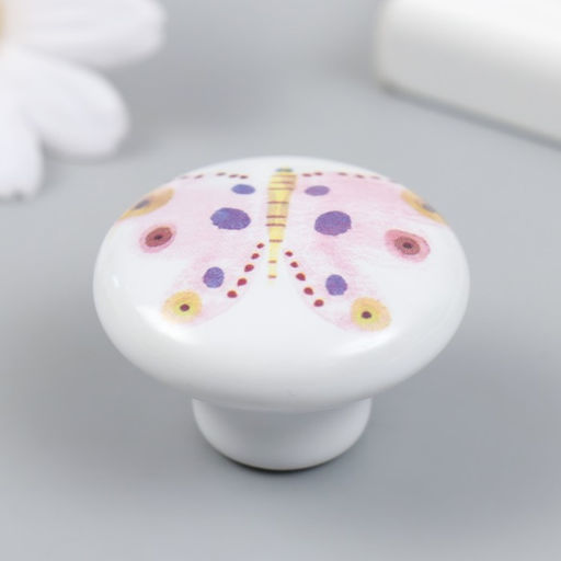 Ручка для шкатулки керамика, металл Бабочка, 3.8?3.8?2.8 см