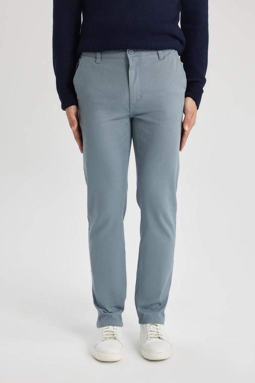 Брюки-чиносы прямого кроя из габардина с карманом на молнии и парусиновой тканью стандартного кроя - Defacto фото 9