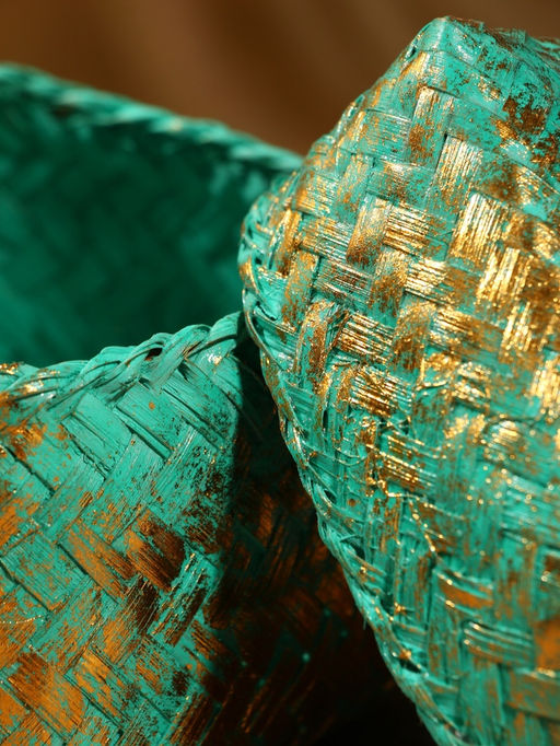 Корзинка плетёная «Голден мини», 12×12×10 см, голубая