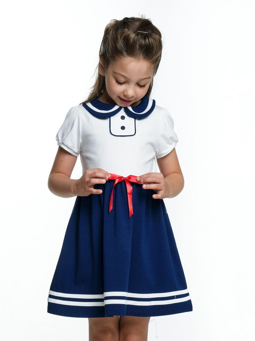 Платье для девочки UD 1579 бел/синий - Mini maxi фото 3