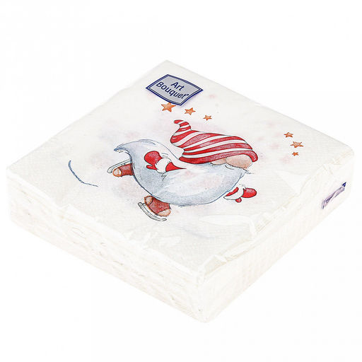 Салфетки бумажные Art Bouquet 20х20см, 2-х слойные, 30 штук в упаковке, 100% целлюлоза, Веселый человечек (Россия)  фото 3