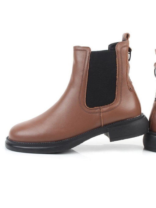 01-XKL21-137R BROWN Ботинки демисезонные женские (натуральная кожа, байка)