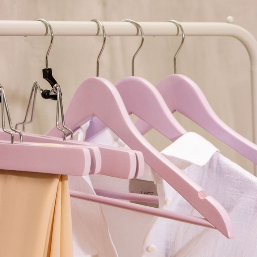 Плечики - вешалки LaDо́m Brillant, 44.5×23×1.2 см, 3 шт., деревянные, широкие плечики, розовые