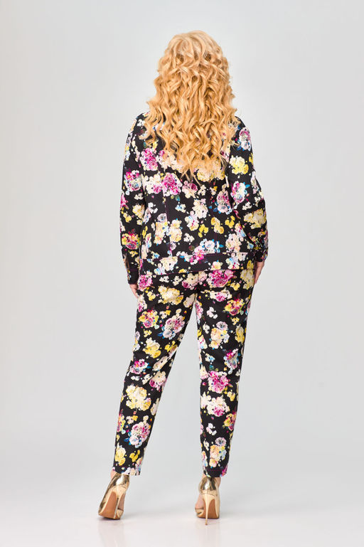 Костюм Svetlana Style 1883 черный+цветы+фуксия