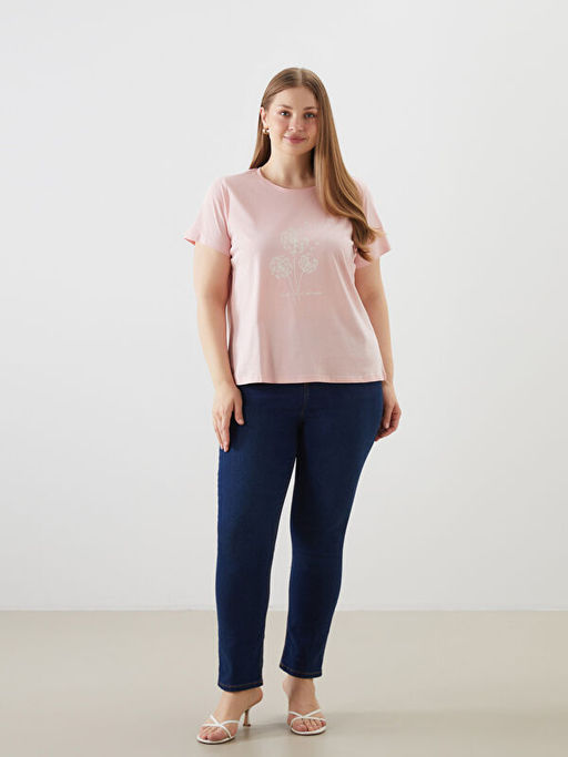 Bisiklet Yaka Bask?l? Kad?n Ti??rt