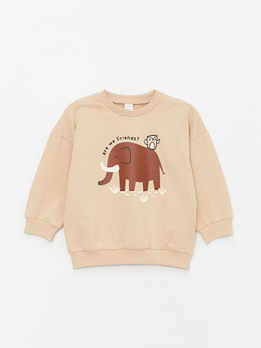 Bisiklet Yaka Uzun Kollu Bask?l? Erkek Bebek Sweatshirt 2li - Waikiki фото 2