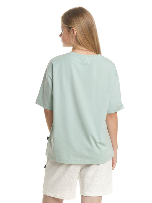 Футболка с принтом 22-7652 серо-голубой | черный - Mini maxi фото 9