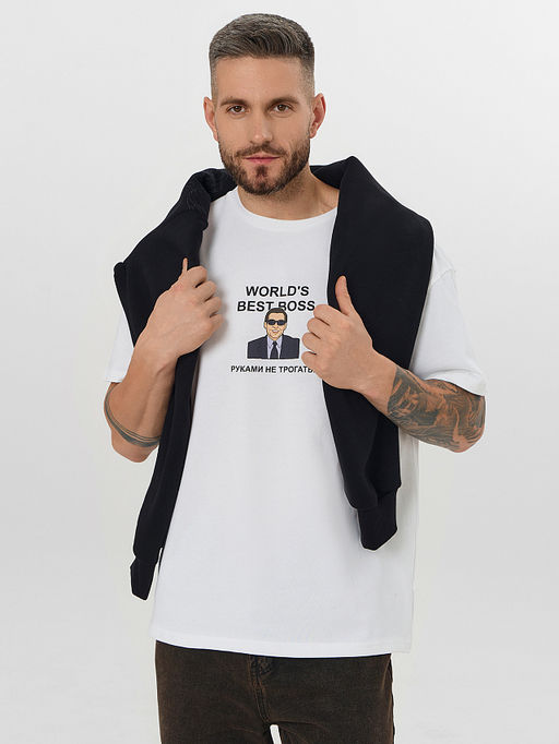 Футболка мужская белая с принтом