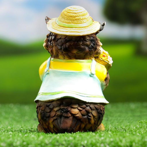 Садовая фигура "Филин в шляпке с букетом" 10х9,5х15см