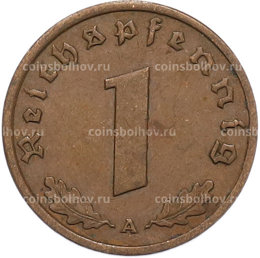Монета 1 рейхспфенниг 1938 года A Германия